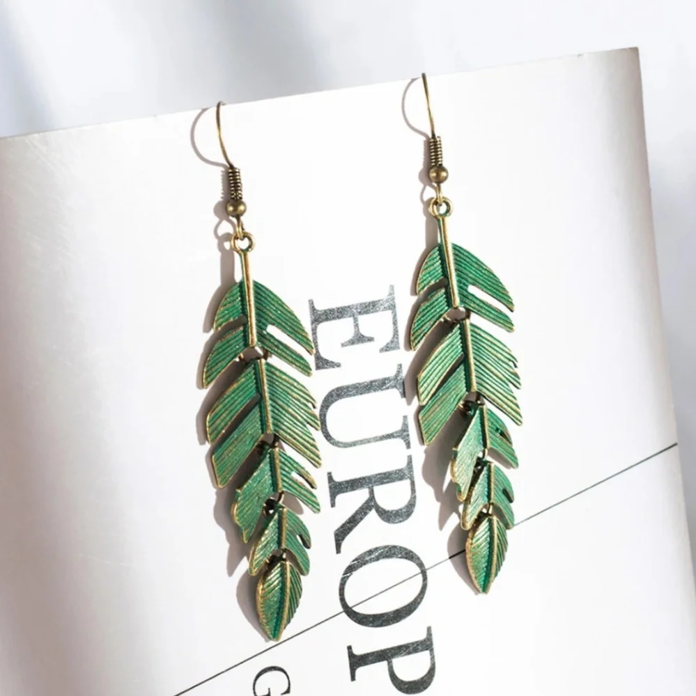 Tropical Fern Leaf Drop Earrings